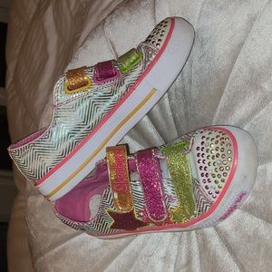 Skechers Girls 2 sparkly bedazzled glitter light up Twinkle toes colorful shoes
